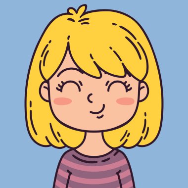 Çizgi film tarzında Avatar kadın karakter. Ağ için karakter.