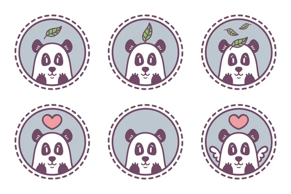 Sada Panda emblémů, ikony, štítky. — Stock fotografie