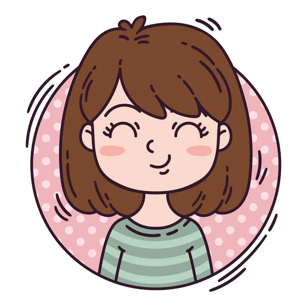 Female character in cartoon style. Avatar girl in a circle. Illu — 스톡 사진