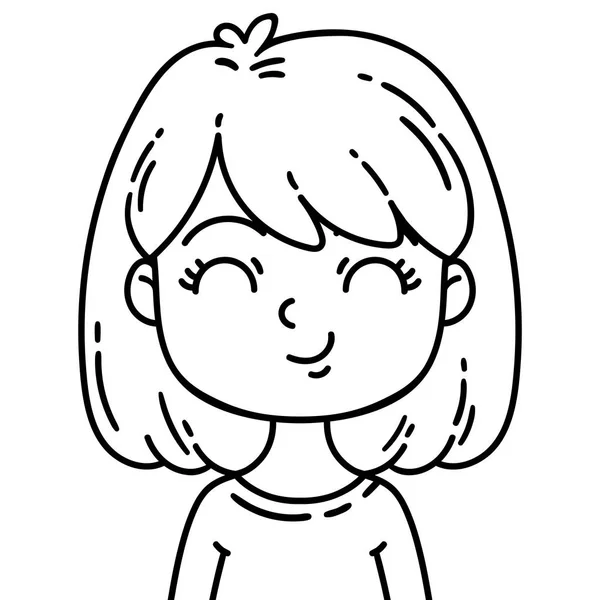 Avatar female character in cartoon style. Black and white illust — Stock Photo, Image