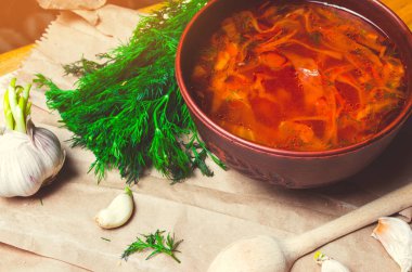 geleneksel Ukrayna borsch, kırmızı pancar çorbası, borshch ile pancar, Ukrayna ve Rus Ulusal Gıda