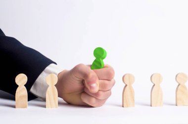 Yeni çalışanları ve uzman arama iş adamı. Personel seçimi ve yönetimi takım içinde kavramı. İşten çıkarma ve işe alma insanların çalışma. İnsan kaynakları yönetimi. Kelle avcısı.
