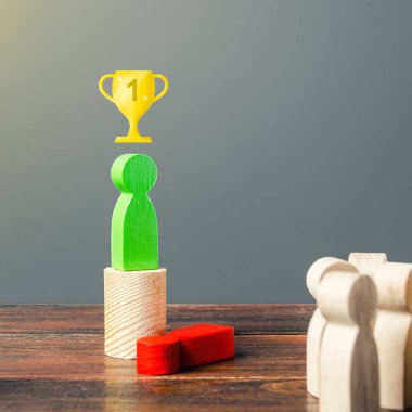 Yeşil adam kırmızı rakibi yendi. Düşmanı yen ve ilk ol, en iyisi ol. Kafa dengesi. İş optimizasyonu, anahtar çalışanların yerine sadık olanları koymak. Güç değişimi..