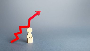 Çatlak ve kırmızı oklu bir figür adam. Ağır hasta insanların büyümesi, kritik viral hastalık vakaları. Hastalar için ciddi komplikasyonlar, hastalıktan tamamen kurtulamama.