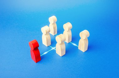 Hiyerarşik sistem düzeninde insan figürleri var. Şirketteki güç ve yönetim. Etkili kontrol ve iş sorumluluklarının dağılımı. Şirket lideri, idari müdür. Liderlik