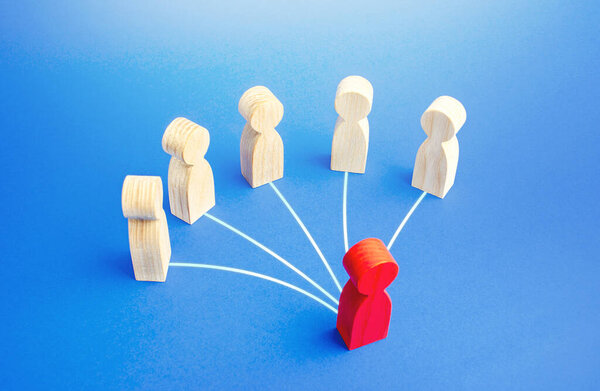 Красный лидер связан с командой. Командная работа, давать команды и распределение задач. Сотрудничество и сотрудничество. Влияние на людей, власть. Качество лидерства и последователи
.