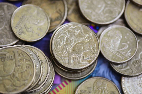 Moedas Australianas Dois Dólares Imagem Fundo Financeiro — Fotografia de Stock
