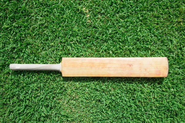 Een Wilg Cricket Knuppel Groen Gras — Stockfoto