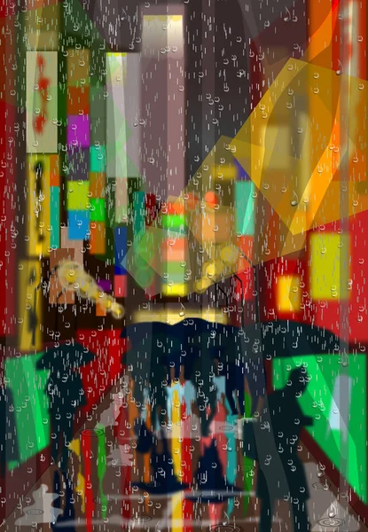 Regen Fenster Der Stadt — Stockvektor