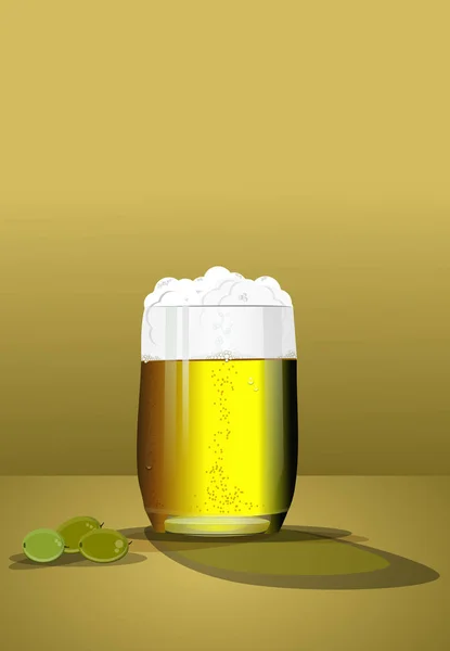 Glass Cup Beer — Stock Vector