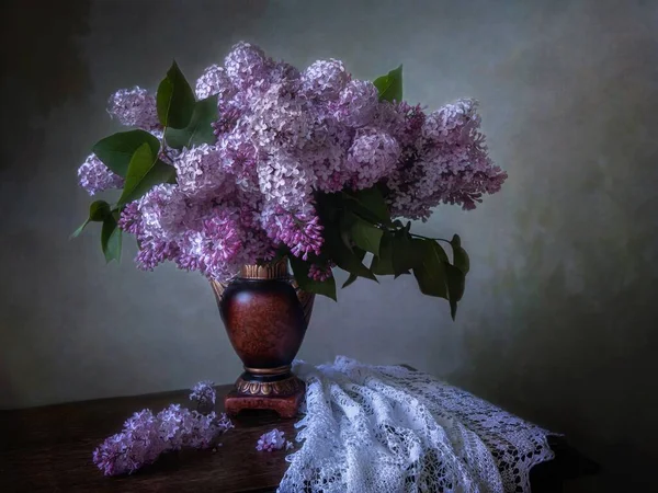 Stilleven Met Prachtig Boeket Roze Lila — Stockfoto