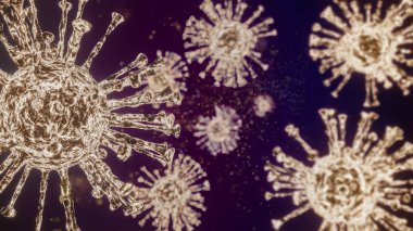 COVID-19 3D virüs üretimi, Coronavirus enfeksiyonu tıbbi illüstrasyonu. COVID-19 adlı Coronavirus hastalığının yeni resmi adı, salgın riski geçmişi.,