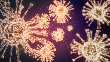 COVID-19 3D virüs üretimi, Coronavirus enfeksiyonu tıbbi illüstrasyonu. COVID-19 adlı Coronavirus hastalığının yeni resmi adı, salgın riski geçmişi.,