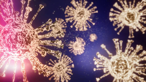 COVID-19 3D virüs üretimi, Coronavirus enfeksiyonu tıbbi illüstrasyonu. COVID-19 adlı Coronavirus hastalığının yeni resmi adı, salgın riski geçmişi.,