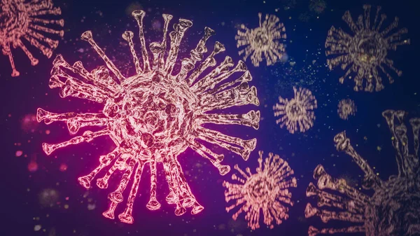 COVID-19 3D virüs üretimi, Coronavirus enfeksiyonu tıbbi illüstrasyonu. COVID-19 adlı Coronavirus hastalığının yeni resmi adı, salgın riski geçmişi.,