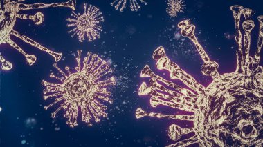 COVID-19 3D virüs üretimi, Coronavirus enfeksiyonu tıbbi illüstrasyonu. COVID-19 adlı Coronavirus hastalığının yeni resmi adı, salgın riski geçmişi.,