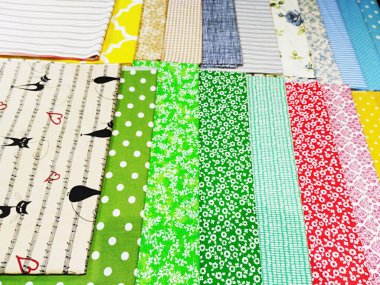 Renkli dokuma pamuklu kumaş örnekleri, çok renkli Tekstil doku arka plan.