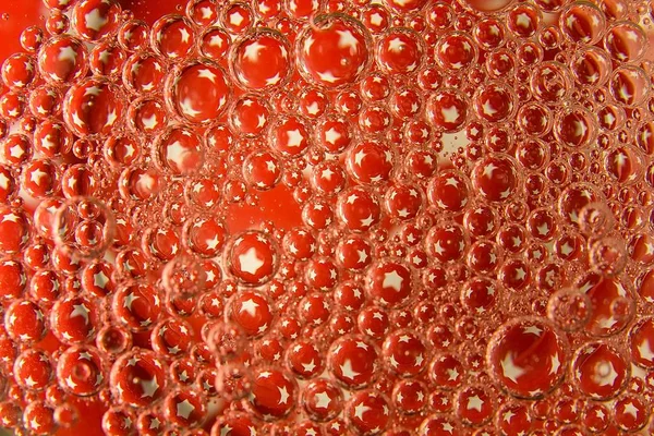 Oil Water Bubbles Red Background White Stars — Stock Photo, Image