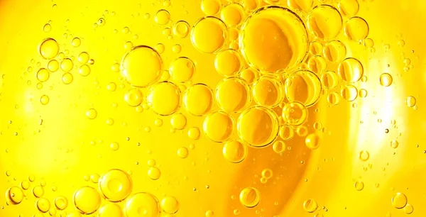 Oil Water Bubbles Yellow Background — Stock Photo, Image