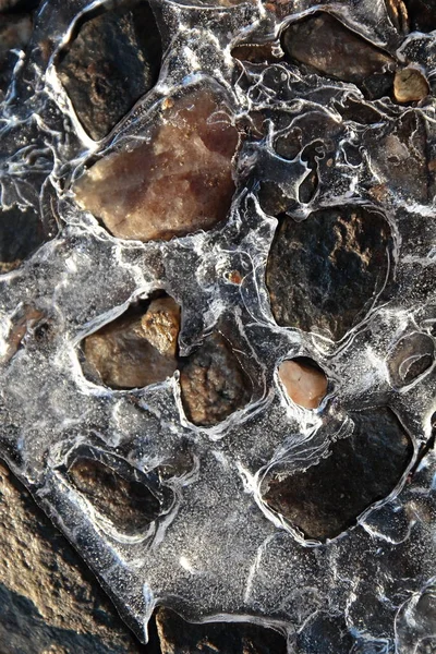 Stones Ice Frozen Background — Fotografia de Stock