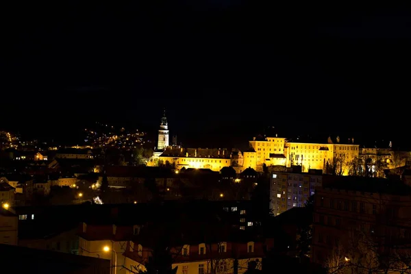 Christmas Night View City Castle Cesky Krumlov Czech Republic — Stock Photo, Image