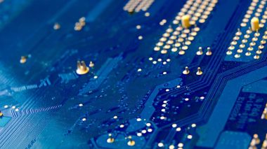 Elektronik bilgisayar detay, anakart baskılı devre kartı.