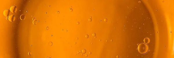 Burbujas Amarillas Naranjas Gotas Aceite Agua Aceite Oliva Para Cocinar — Foto de Stock