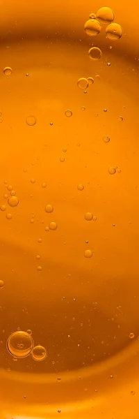 Gula Och Orange Bubblor Droppar Olja Vatten Olivolja För Matlagning — Stockfoto