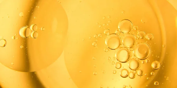 Yellow Orange Bubbles Drops Oil Water Olive Oil Cooking Background — Stock Photo, Image