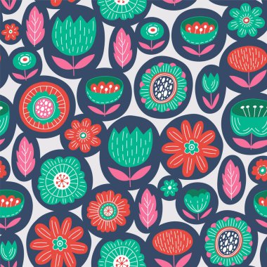 kesintisiz renkli çiçek desenli