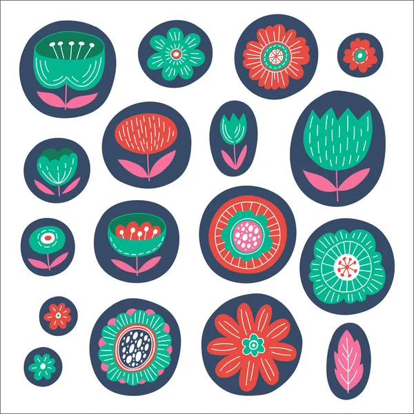 Graphic colored flowers — Stock Vector