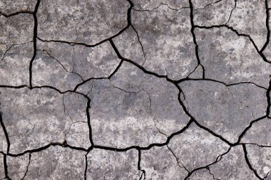 Çatlaklarla kaplı kuru, cansız topraklar.