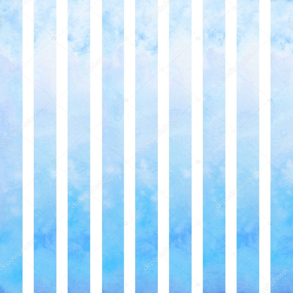 Watercolor Light Blue Stripes Blue Lines White Background