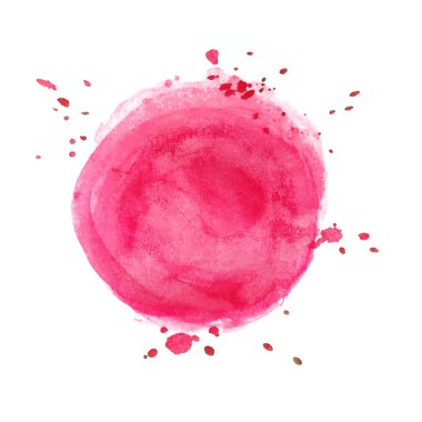 Suluboya el arka kırmızı sanatsal plan damla ve beyaz arka plan üzerinde izole sıçraması ile çekilmiş.