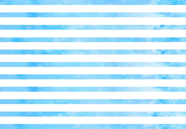 Watercolor Blue Stripes Blue Horizontal Lines Isolated White Background — Stock Photo, Image