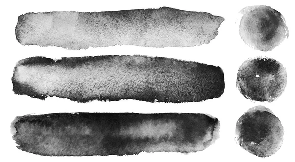 Set Abstract Hand Drawn Watercolor Brush Strokes Isolated White Background — Stock Photo, Image