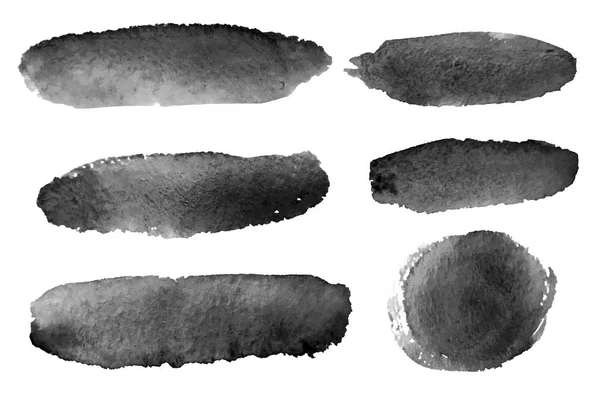 白い背景に分離された抽象的な手描き水彩ブラシ ストロークのセット — ストック写真