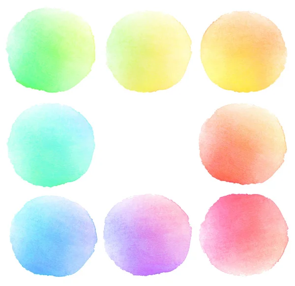 Set Hand Drawn Watercolor Textured Backgrounds Isolated White Collection Multicolor — Stock Photo, Image