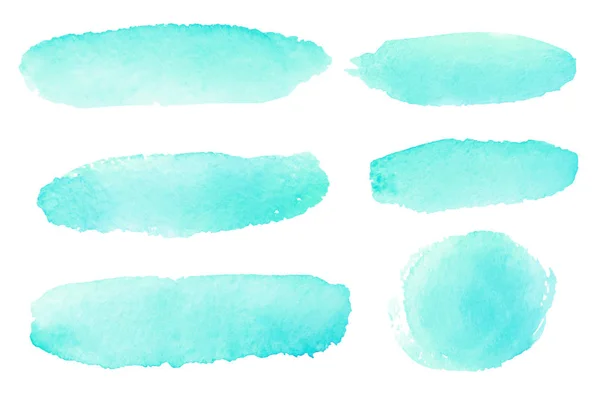 Set Abstract Hand Drawn Watercolor Brush Strokes Isolated White Background — Stock Photo, Image