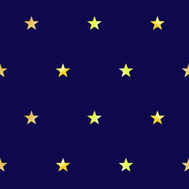 Suluboya el çekilmiş seamless modeli koyu mavi zemin üzerine altın sarı yıldız.