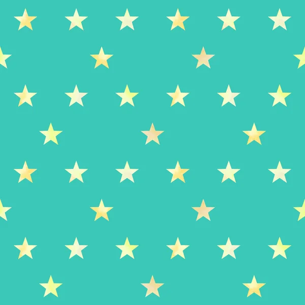 Naadloze Patroon Met Gele Sterren Lichte Groenblauwe Achtergrond — Stockfoto