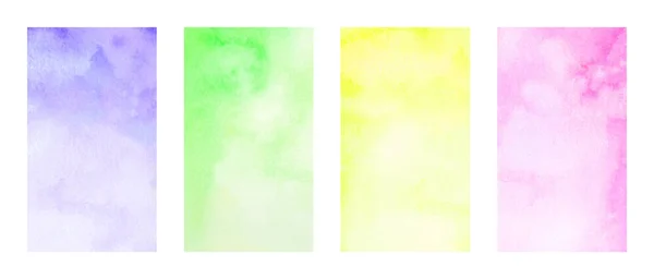 Multicolor Hand Geschilderd Aquarel Rechthoeken Geïsoleerd Een Witte Achtergrond Kleur — Stockfoto