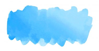 Suluboya el mavi arka plan boyalı. Beyaz arka plan üzerinde izole fırça darbesi. 