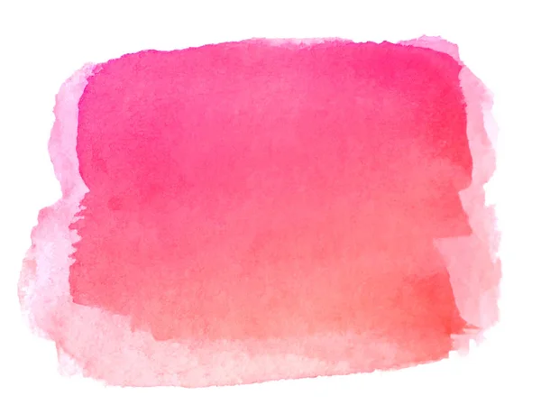 水彩の手描きの抽象的なピンク赤背景 白い背景に分離されたブラシ ストローク — ストック写真