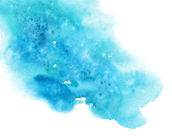 Абстрактный Ручной Рисунок Синий Акварель Заполнить Пятна Белом Фоне — стоковое фото