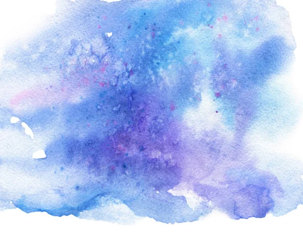 Abstraktes Handgezeichnetes Blaulila Aquarell Mit Flecken Auf Weißem Hintergrund — Stockfoto