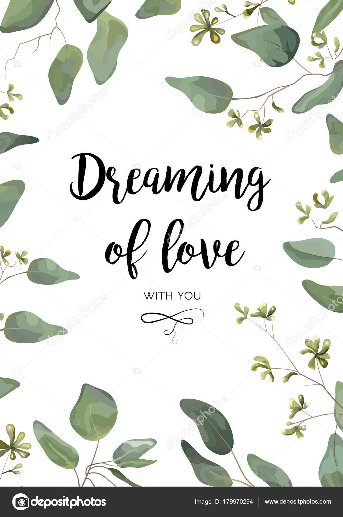 Scheda floreale disegno vettoriale nel verde eucalipto seminato fogliame tropicale naturale rami foglie frame