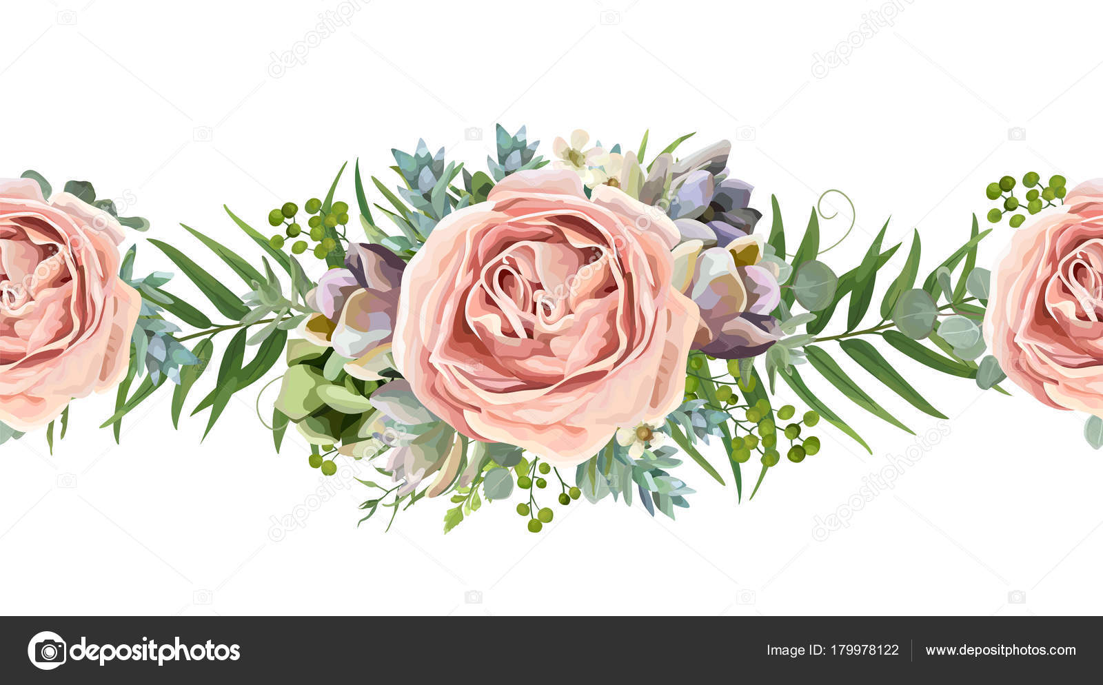 Download Vector floral seamless pattern bouquet design: garden pink ...