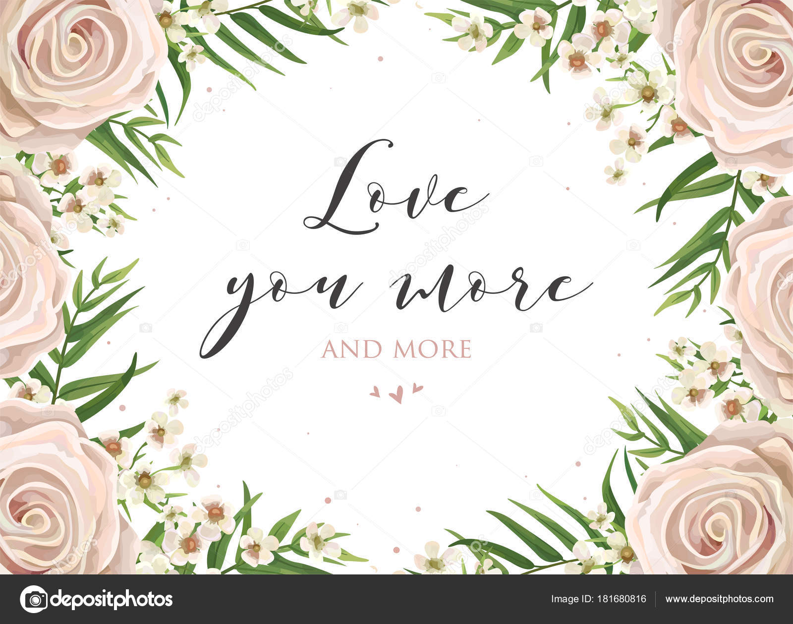 Conception De Cartes Floral Rose Crémeux Jardin Rose Cire