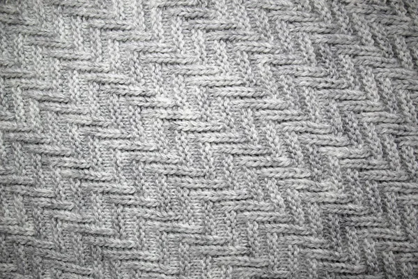 Texture Knitted Gray Woolen Thread Patterns — Stock Photo, Image